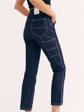 Free People x LEE vintage dark denim carpenter dungarees